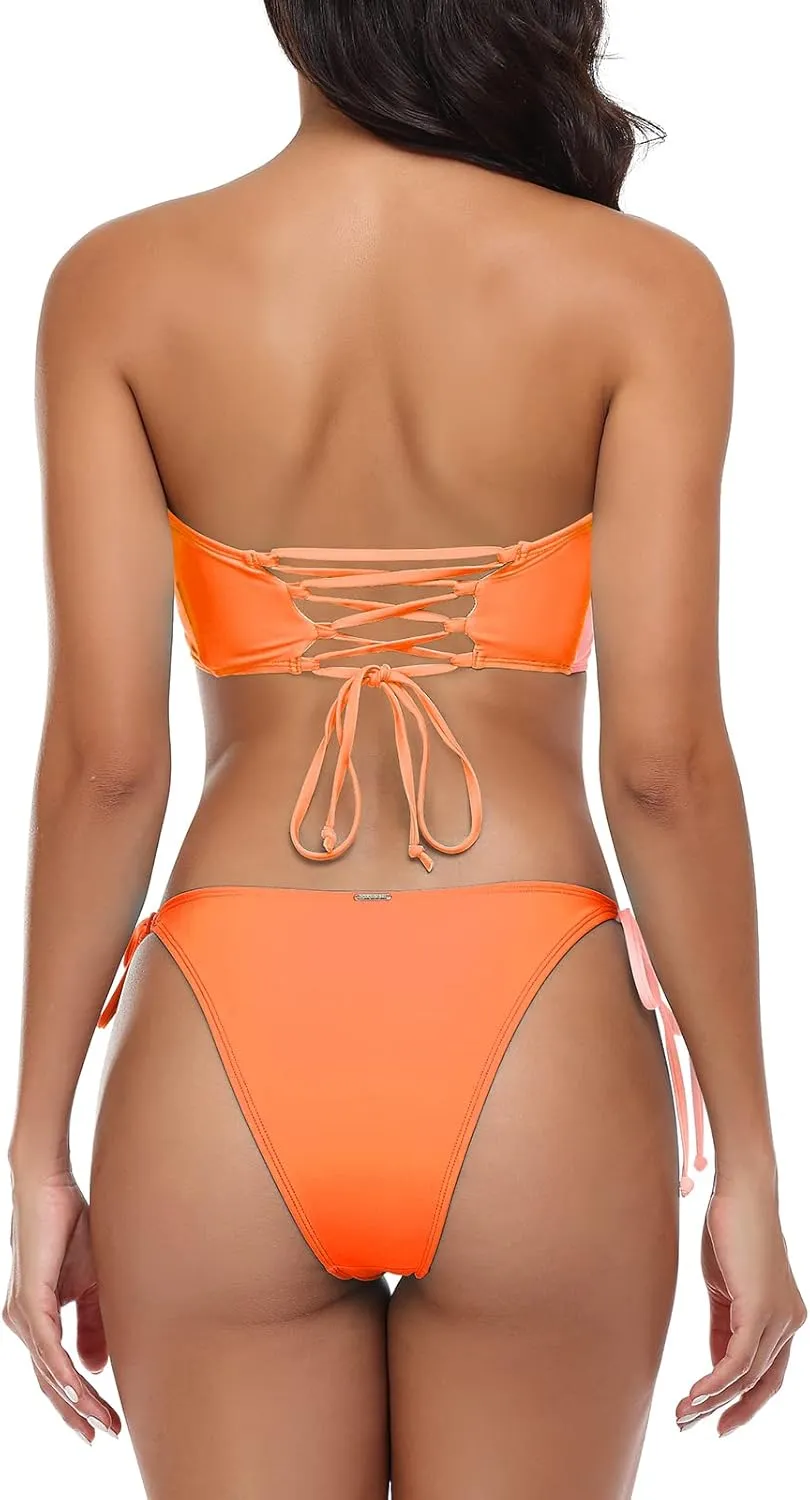 RELLECIGA Women's Bandeau Bikini Set