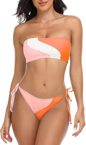 RELLECIGA Women's Bandeau Bikini Set