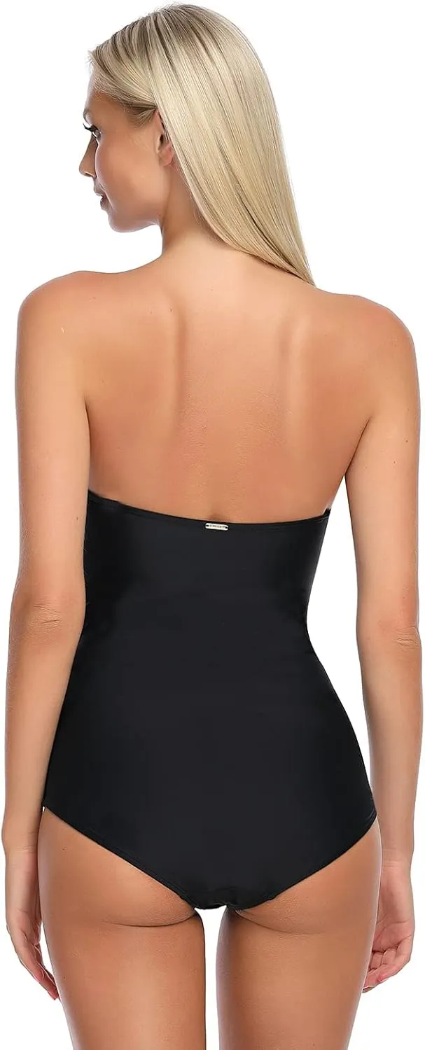 RELLECIGA Women's Strapless One Piece Swimsuit