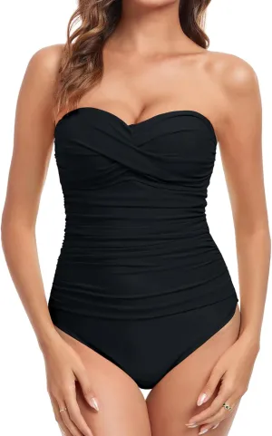 RELLECIGA Women's Strapless One Piece Swimsuit