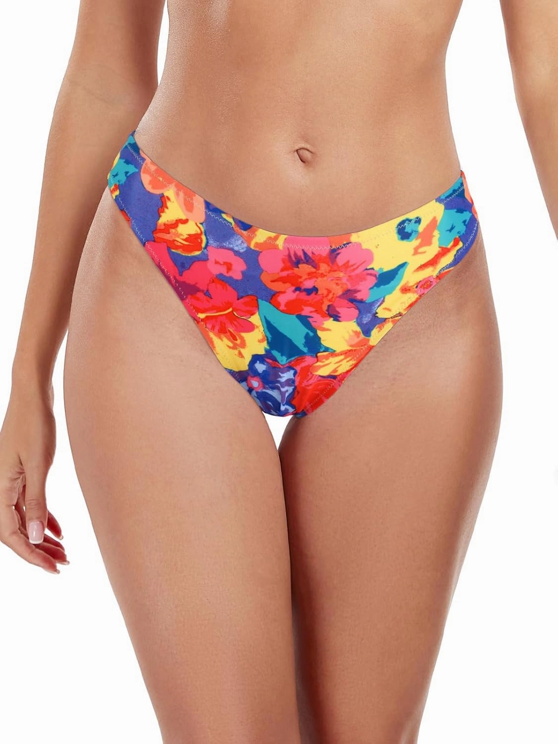 RELLECIGA Women's Mid Waisted High Cut Bikini Bottoms