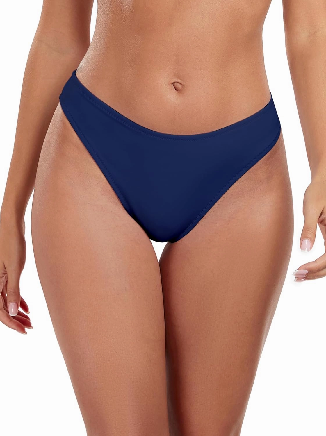 RELLECIGA Women's Mid Waisted High Cut Bikini Bottoms