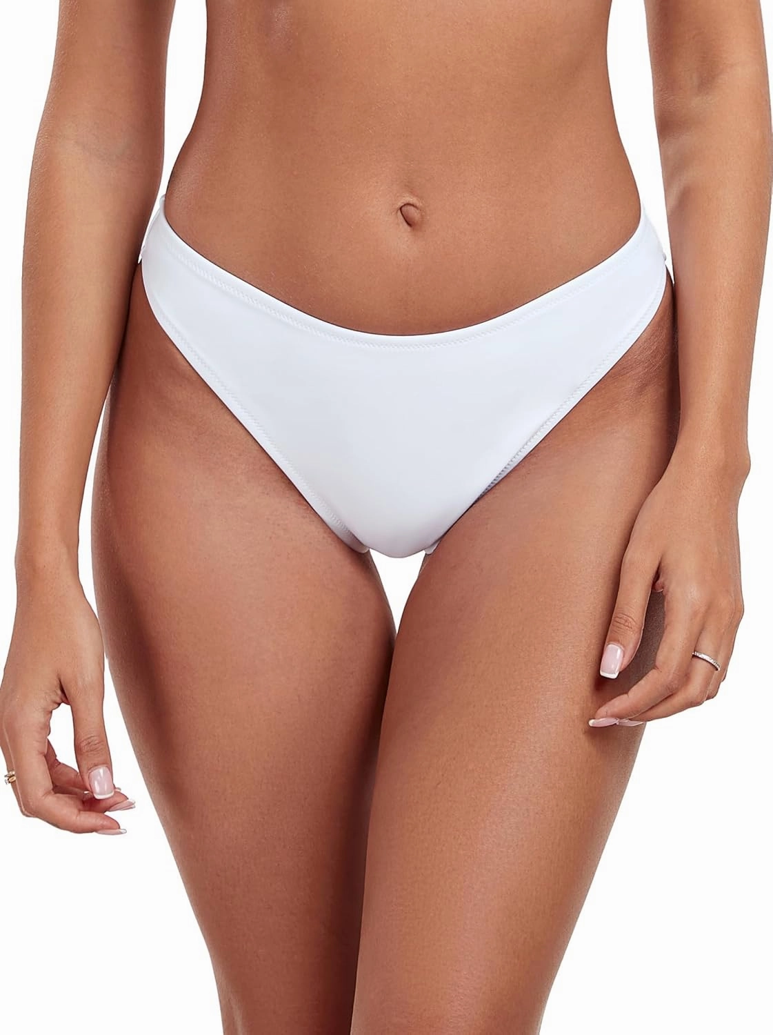 RELLECIGA Women's Mid Waisted High Cut Bikini Bottoms