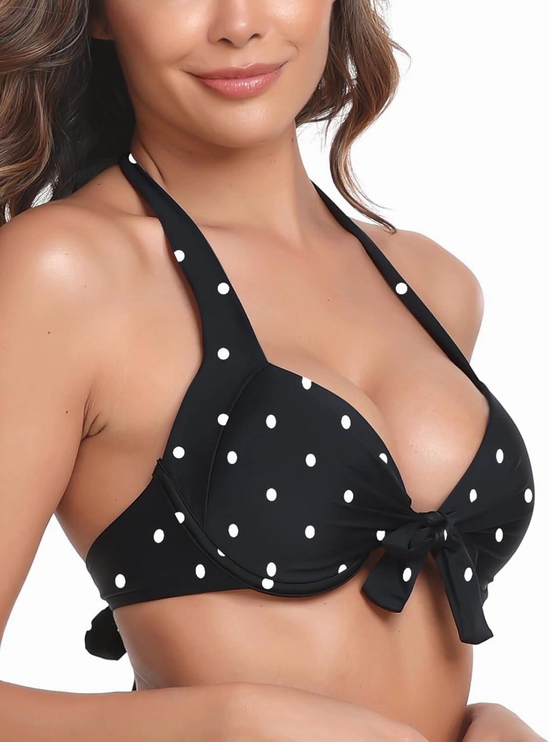 RELLECIGA Women's Push Up Bikini Top Knot Front Underwire Swimwear