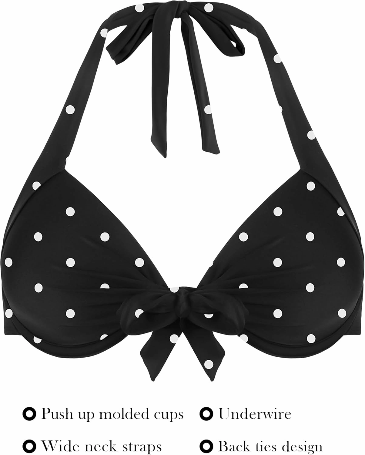 RELLECIGA Women's Push Up Bikini Top Knot Front Underwire Swimwear