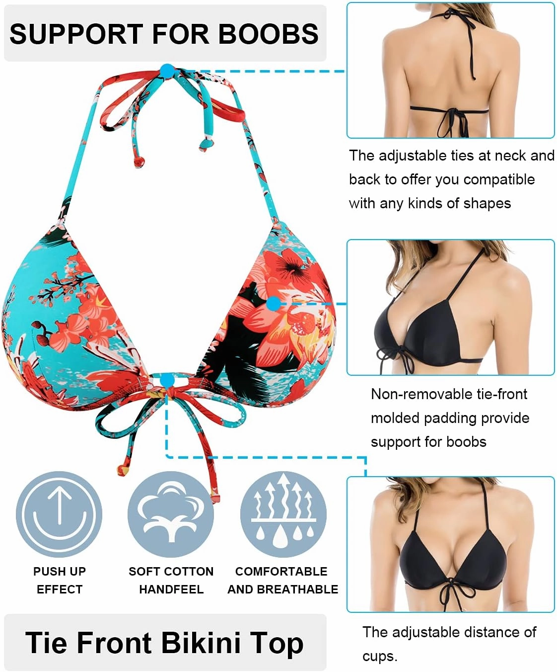 RELLECIGA Women's Triangle Bikini Top