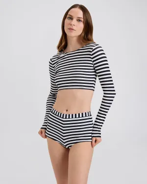Ribbed Baby Bike Short Noir Optic White Stripe