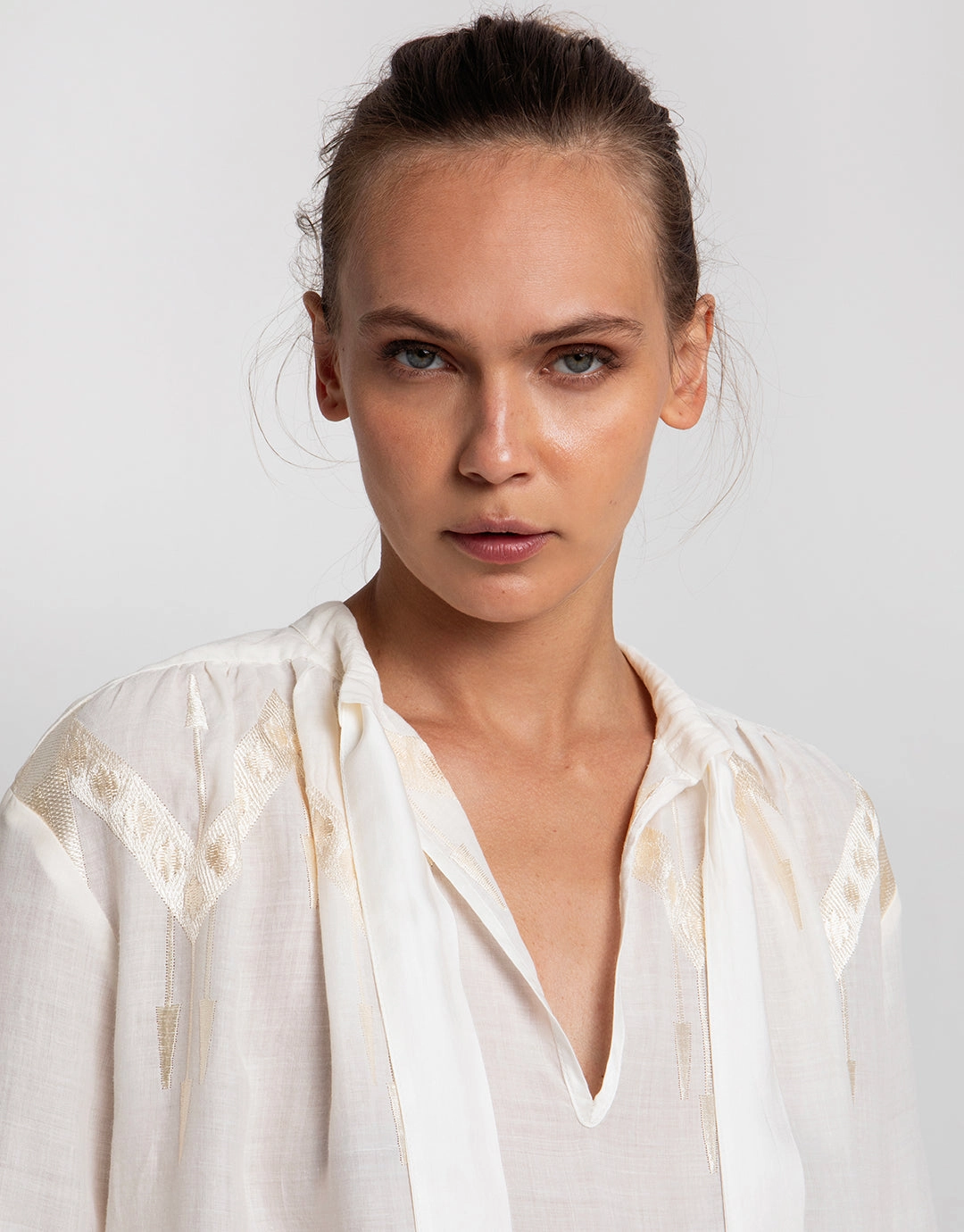 Roots Midi Shirt Dress - Natural and Champagne