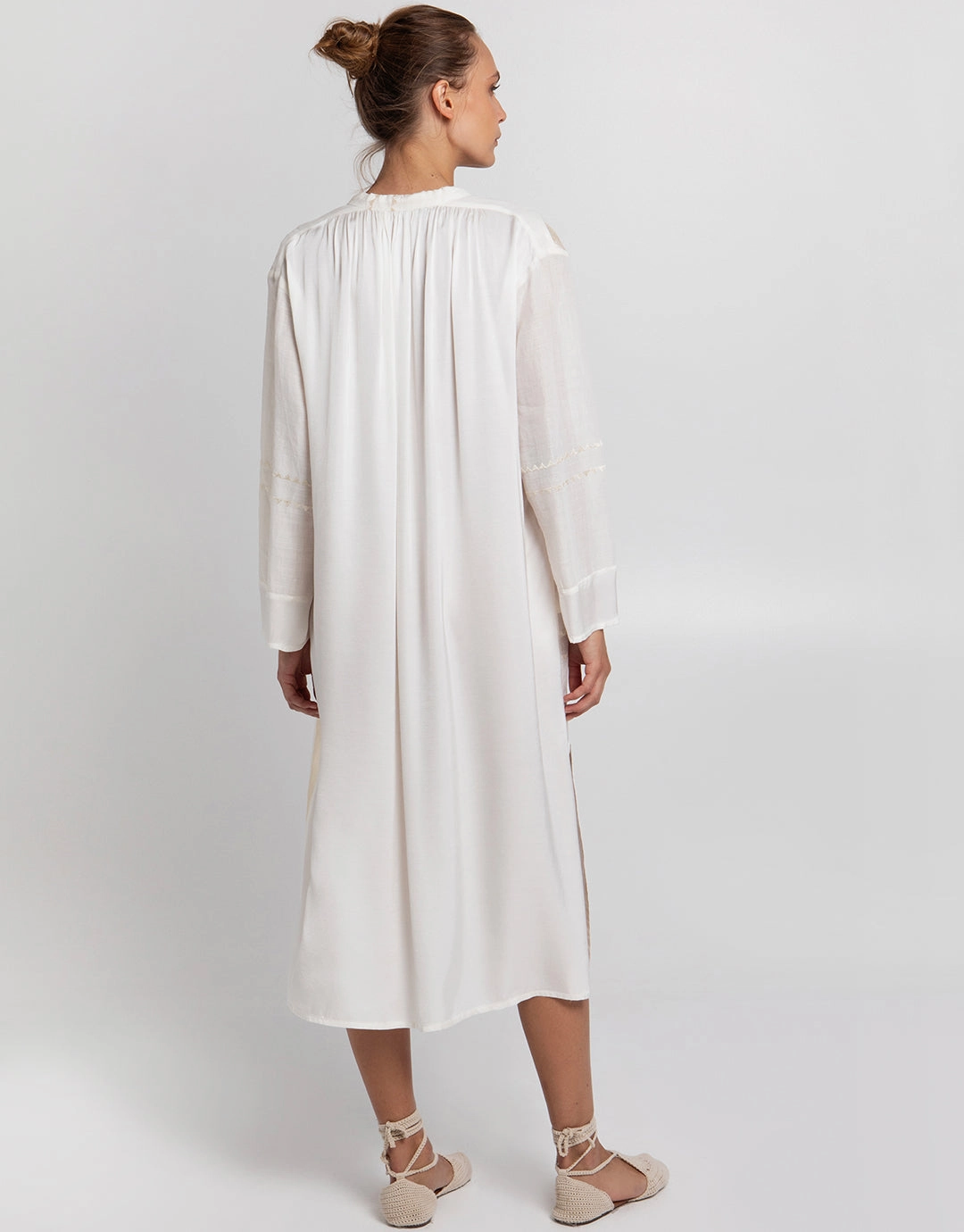 Roots Midi Shirt Dress - Natural and Champagne