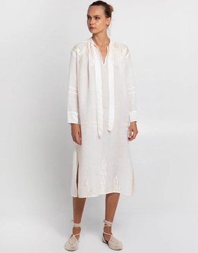 Roots Midi Shirt Dress - Natural and Champagne