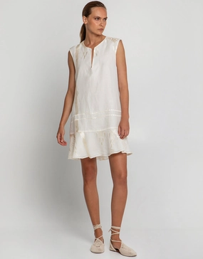 Roots Mini Dress - Natural and Champagne