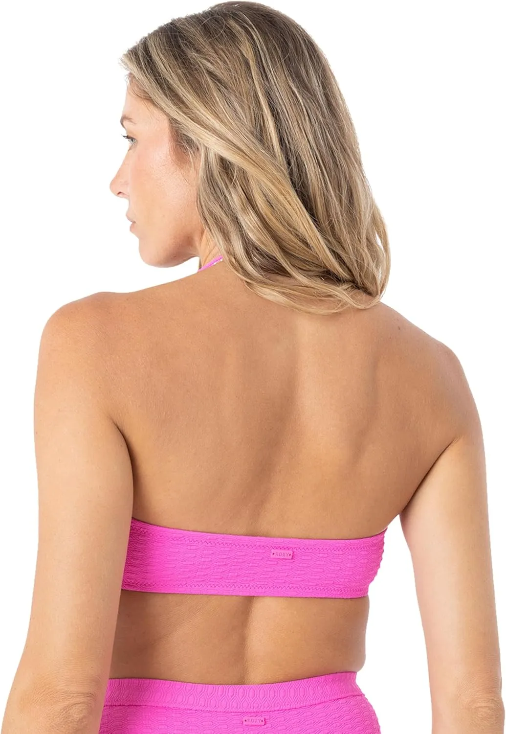 Roxy Women's Bandeau Bikini Strapless Swim Top, Quick-Dry, Removable Pads, UPF 50 , Pool, Beach, Surf, Resort Wear