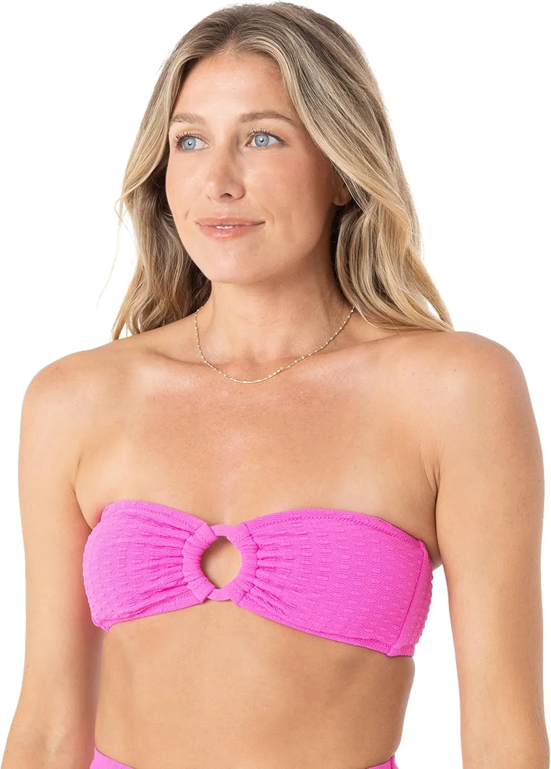 Roxy Women's Bandeau Bikini Strapless Swim Top, Quick-Dry, Removable Pads, UPF 50 , Pool, Beach, Surf, Resort Wear