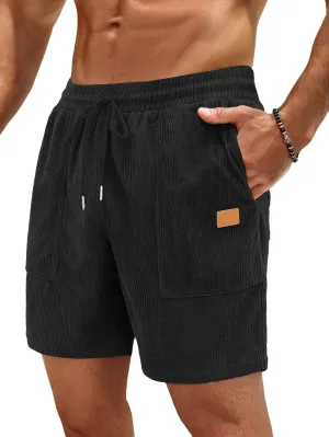 Sailwind Men's Casual Corduroy Shorts Lightweight Elastic Waist Drawstring Summer Beach Shorts