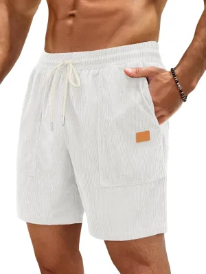 Sailwind Men's Casual Corduroy Shorts Lightweight Elastic Waist Drawstring Summer Beach Shorts