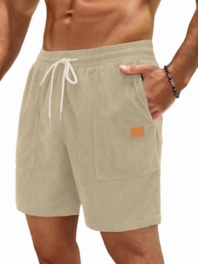 Sailwind Men's Casual Corduroy Shorts Lightweight Elastic Waist Drawstring Summer Beach Shorts