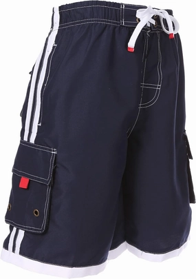 Sakkas Mens Contrast Stripes Skate Surf Board Short/Swim Trunks