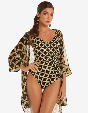 Samoa Soft Cup Swimsuit - Black and Gold