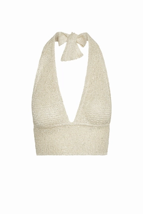 Santa Monica Top - Ivory Sequin
