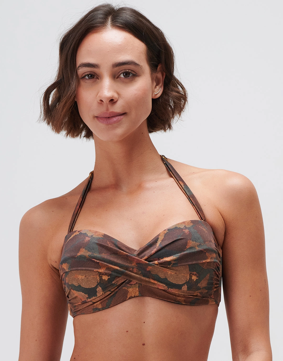 Savanna Twist Bandeau Bikini Top - Warm Earth