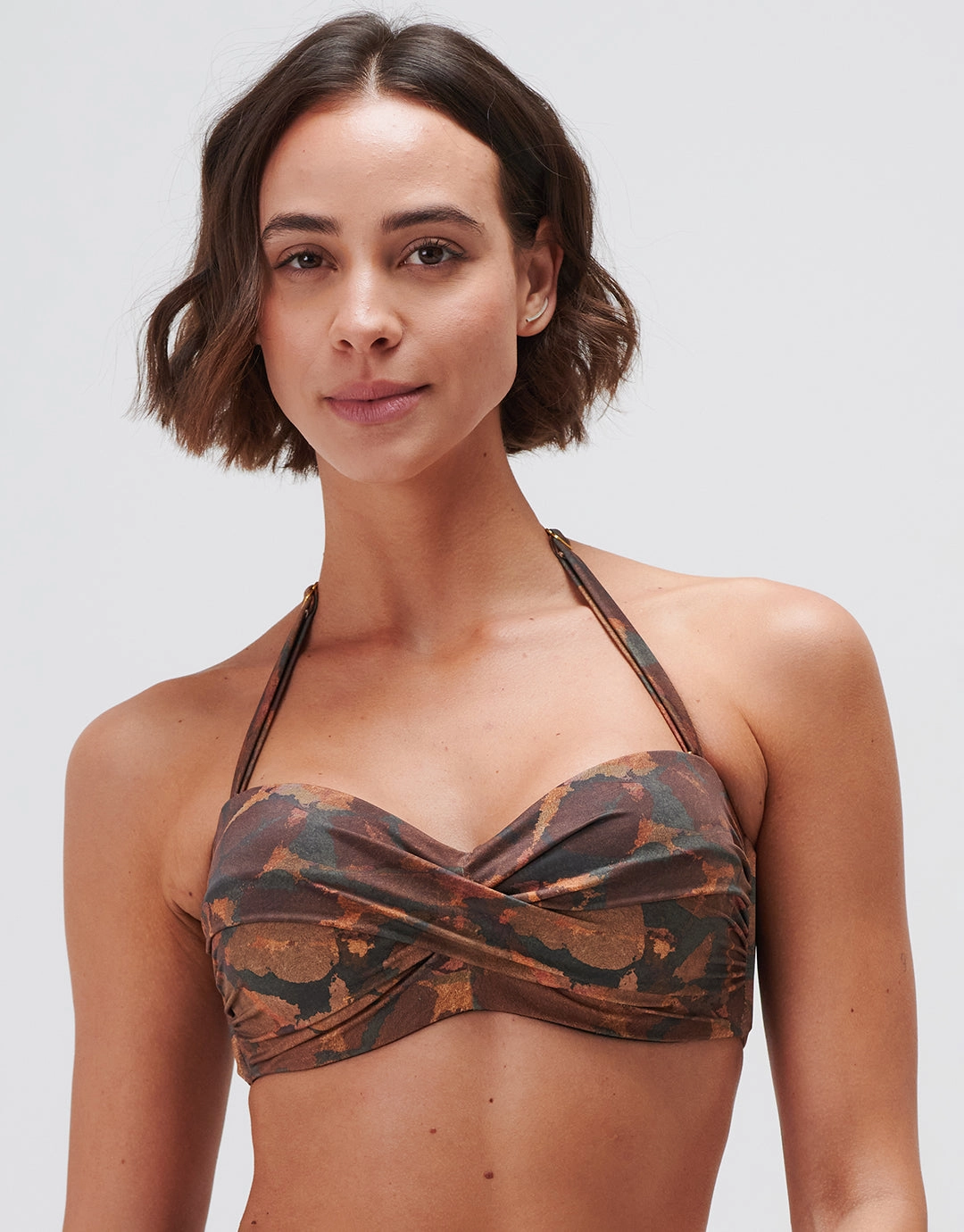 Savanna Twist Bandeau Bikini Top - Warm Earth