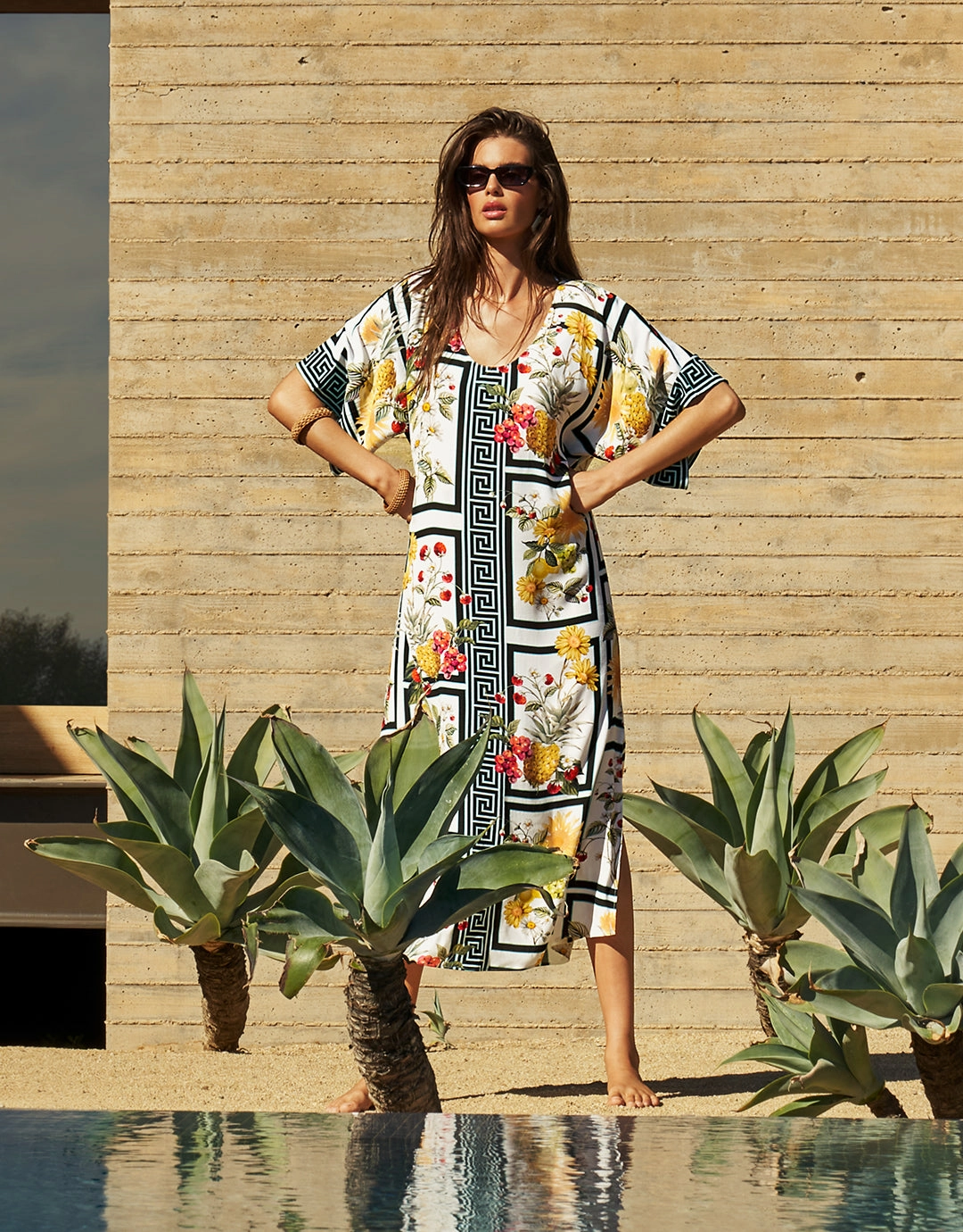 Scenery Maxi Kaftan - Monochrome Garden