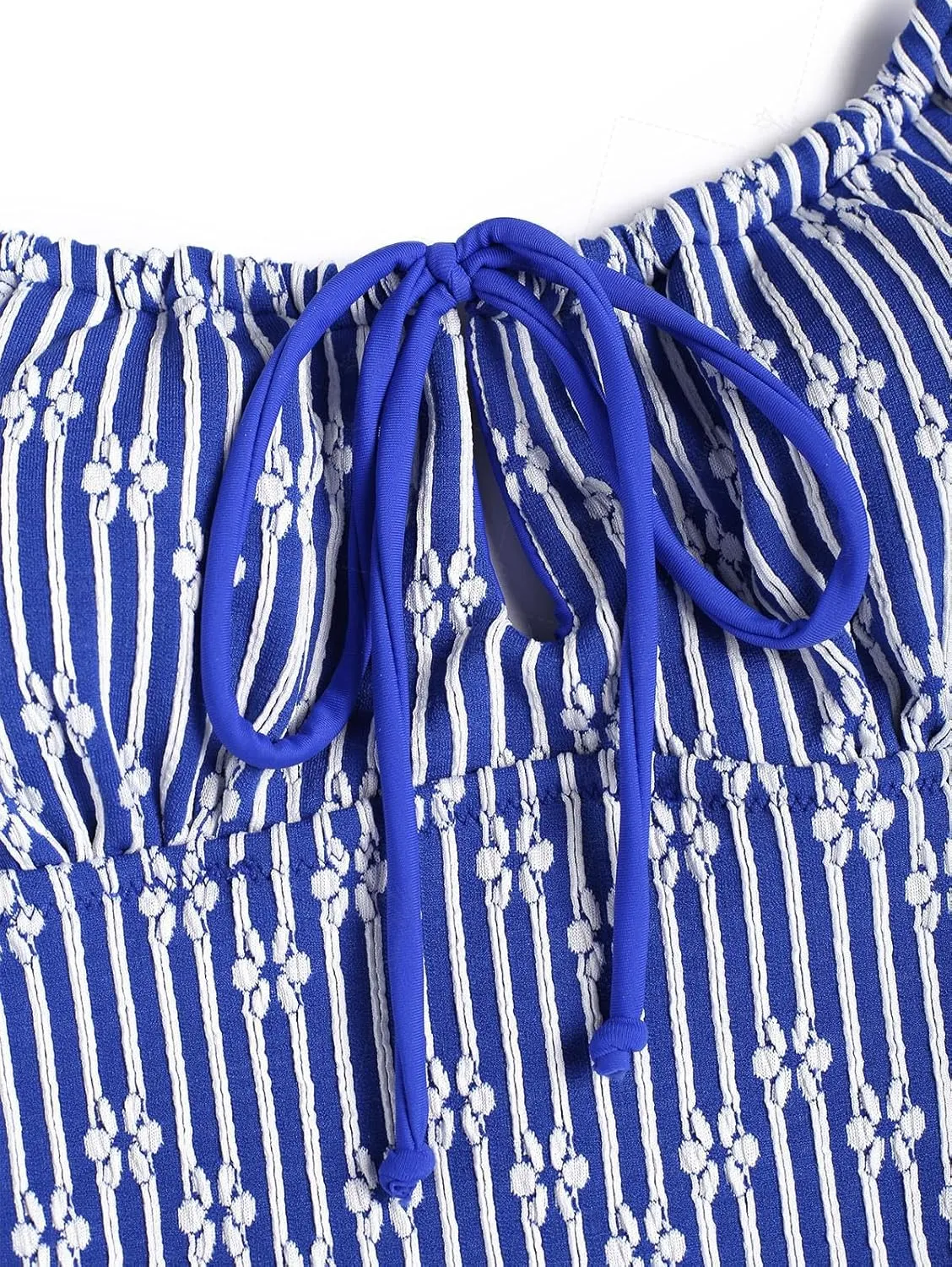 seamoly Blue Gingham Tie Around Criss Cross Backless Plunging Neck One-Piece Swimsuit