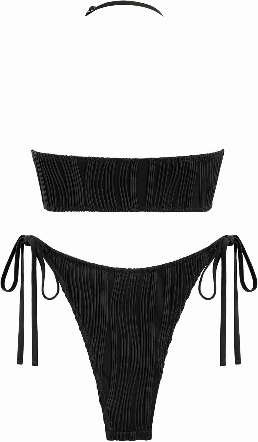 seamoly Women's Bikini Sets Smocked Two Piece Swimsuit Halter Sexy High Cut Triangle Bathing Suit Shell Ruffle Swimwear
