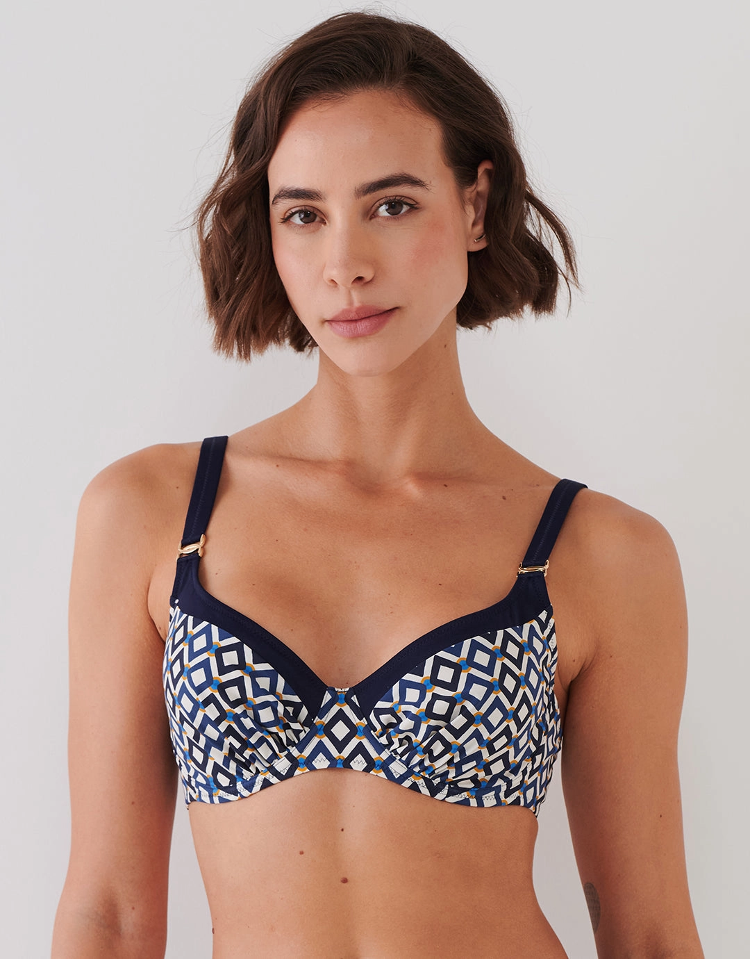 Seaside Dining Underwired Bikini Set - Navy Cream