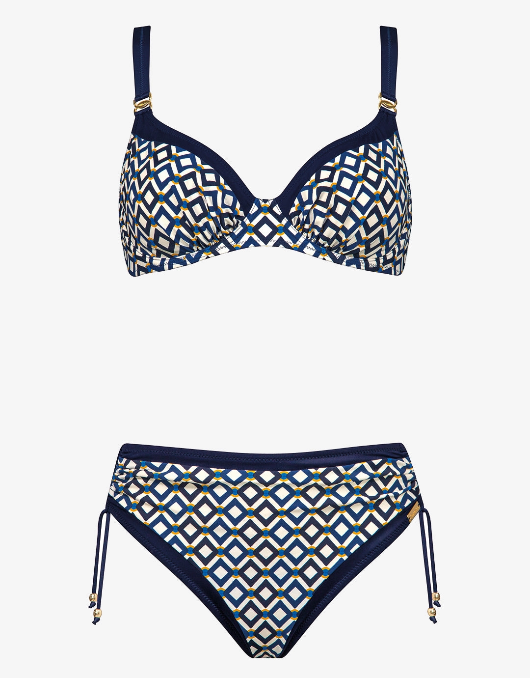 Seaside Dining Underwired Bikini Set - Navy Cream