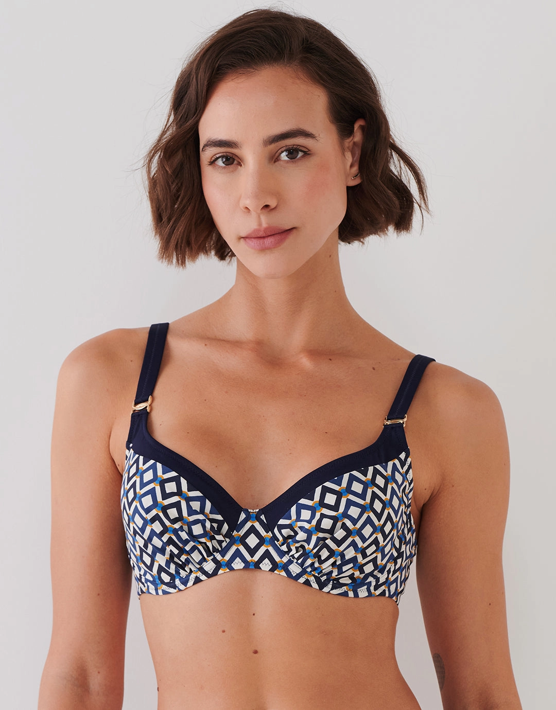 Seaside Dining Underwired Bikini Set - Navy Cream