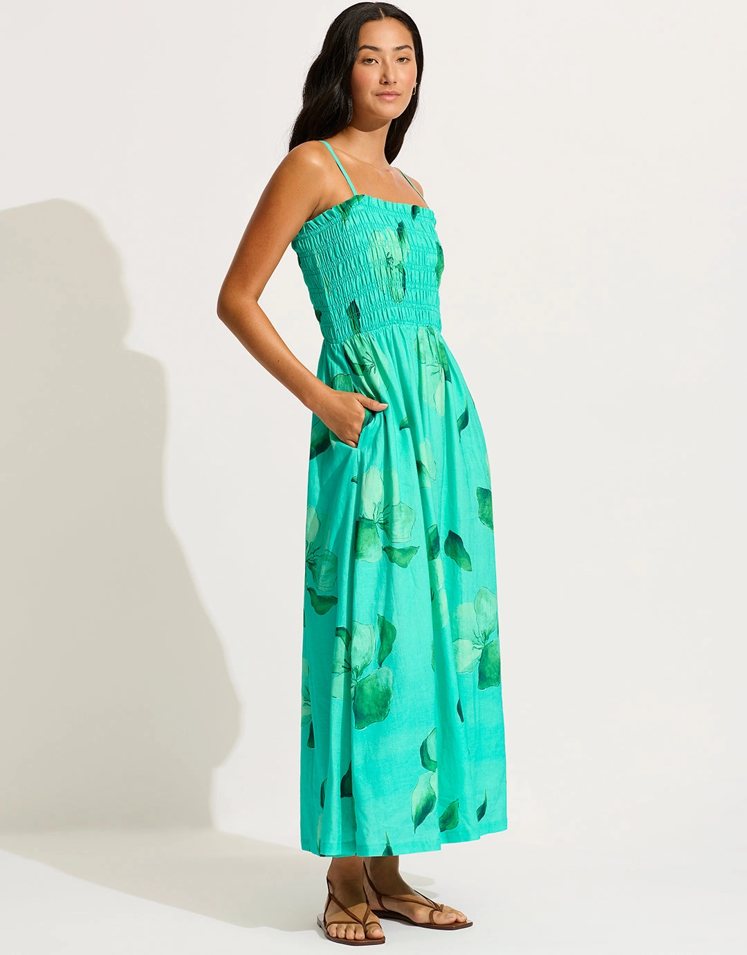Secret Garden Shirred Maxi Dress - Jade
