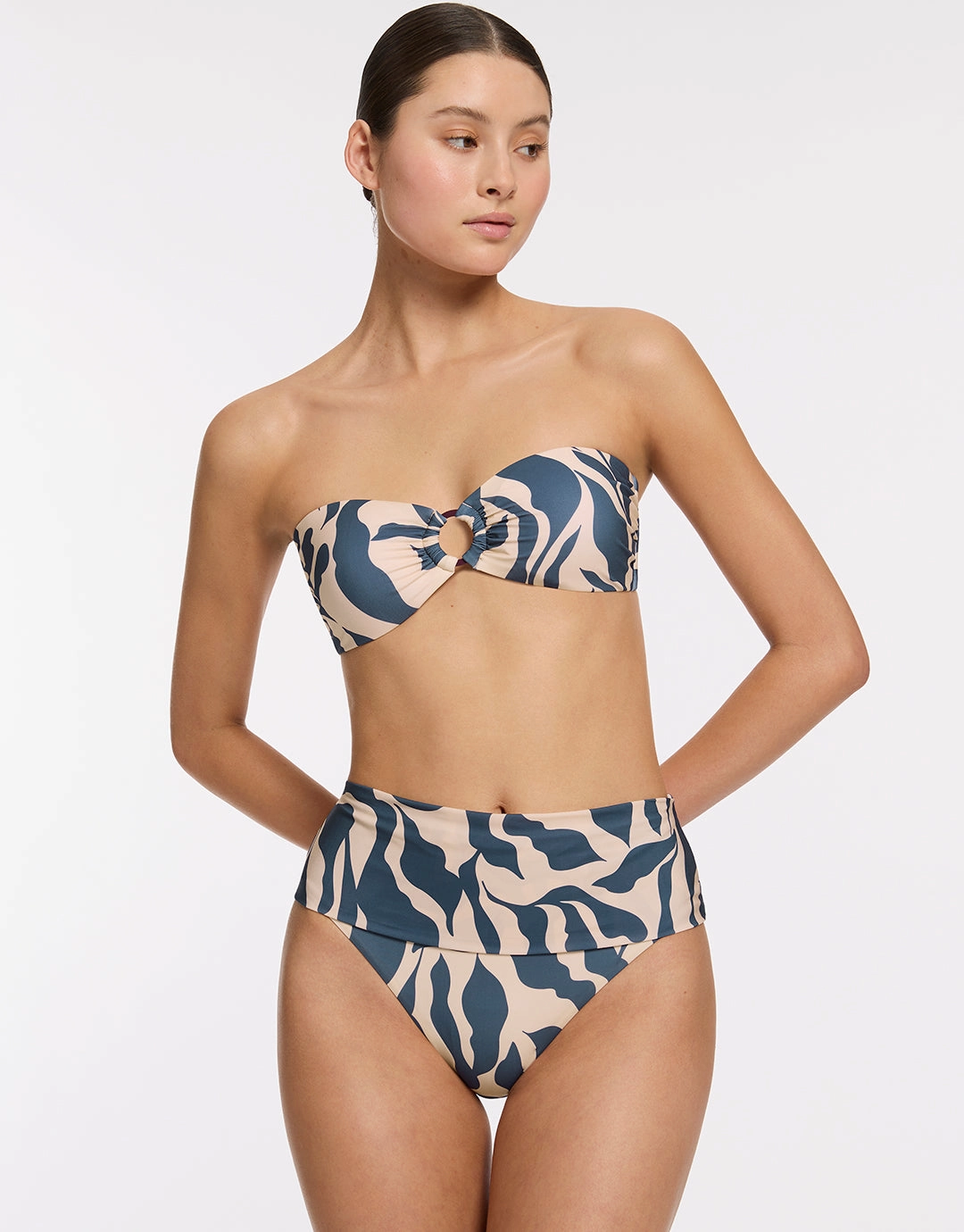 Sereno Ring Bandeau Bikini Top - Steel Blue