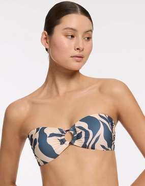 Sereno Ring Bandeau Bikini Top - Steel Blue