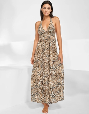 Serpent Maxi Halter Dress - Python