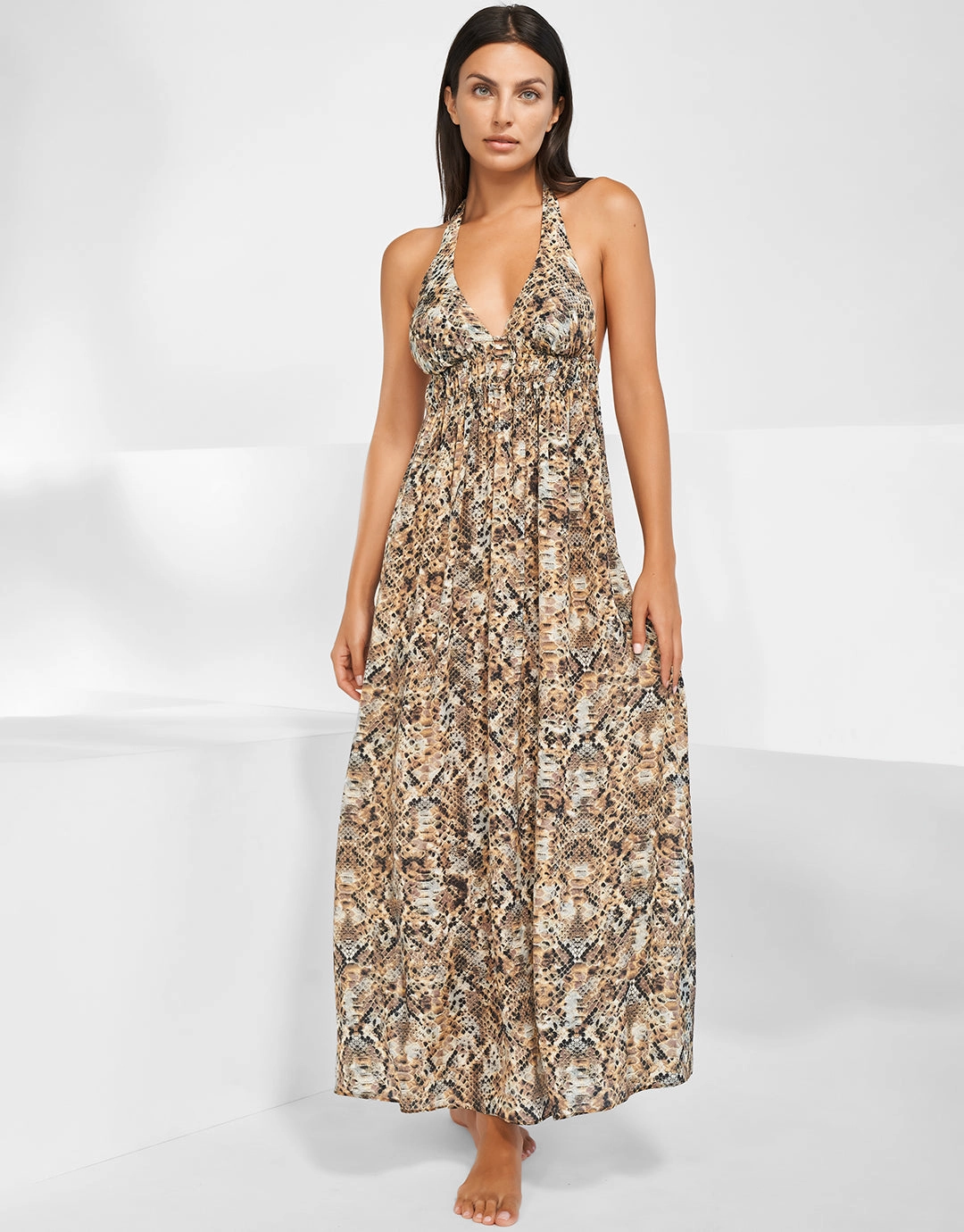 Serpent Maxi Halter Dress - Python
