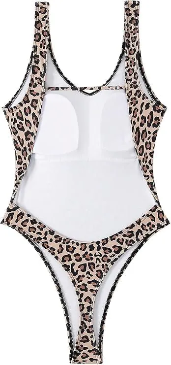 Sexy Backless Cheeky High Cut Leg Thong V Neck One Piece Swimsuit