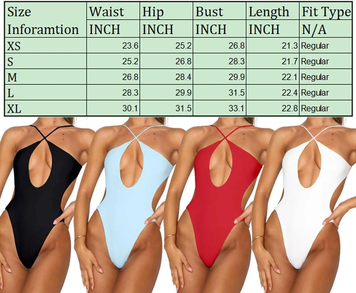 Sexy One Piece Swimsuit for Women Criss Cross Halter Neck Swimwear Cut Out Bathing Suit Thong 1 Piece Swimsuit