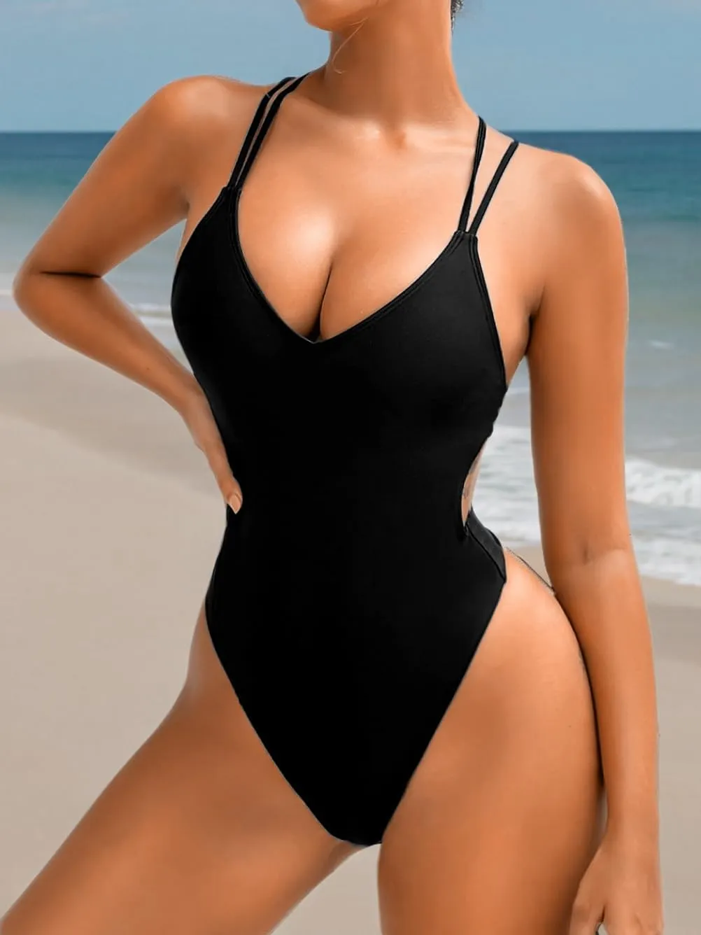 Sexy Swimsuit for Women,Backless Scrunch Butt High Cut Monokini,One Piece Cheeky Bathing Suit Beach Pool Party