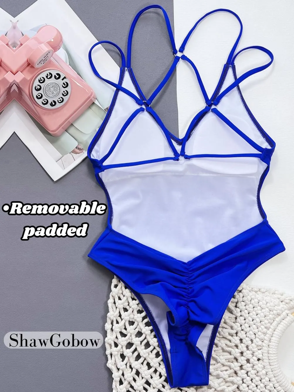 Sexy Swimsuit for Women,Backless Scrunch Butt High Cut Monokini,One Piece Cheeky Bathing Suit Beach Pool Party