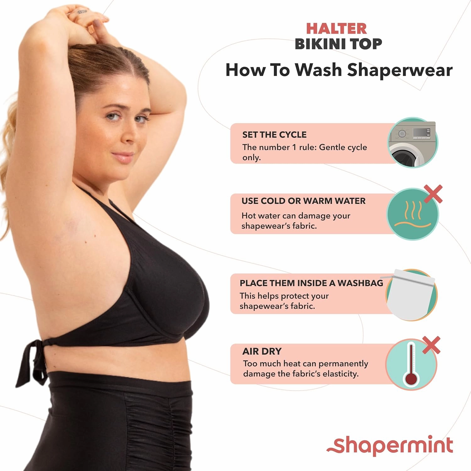SHAPERMINT Women's Halter Bikini Top - Swim Tops for Women, Swimwear from Small to Plus Size