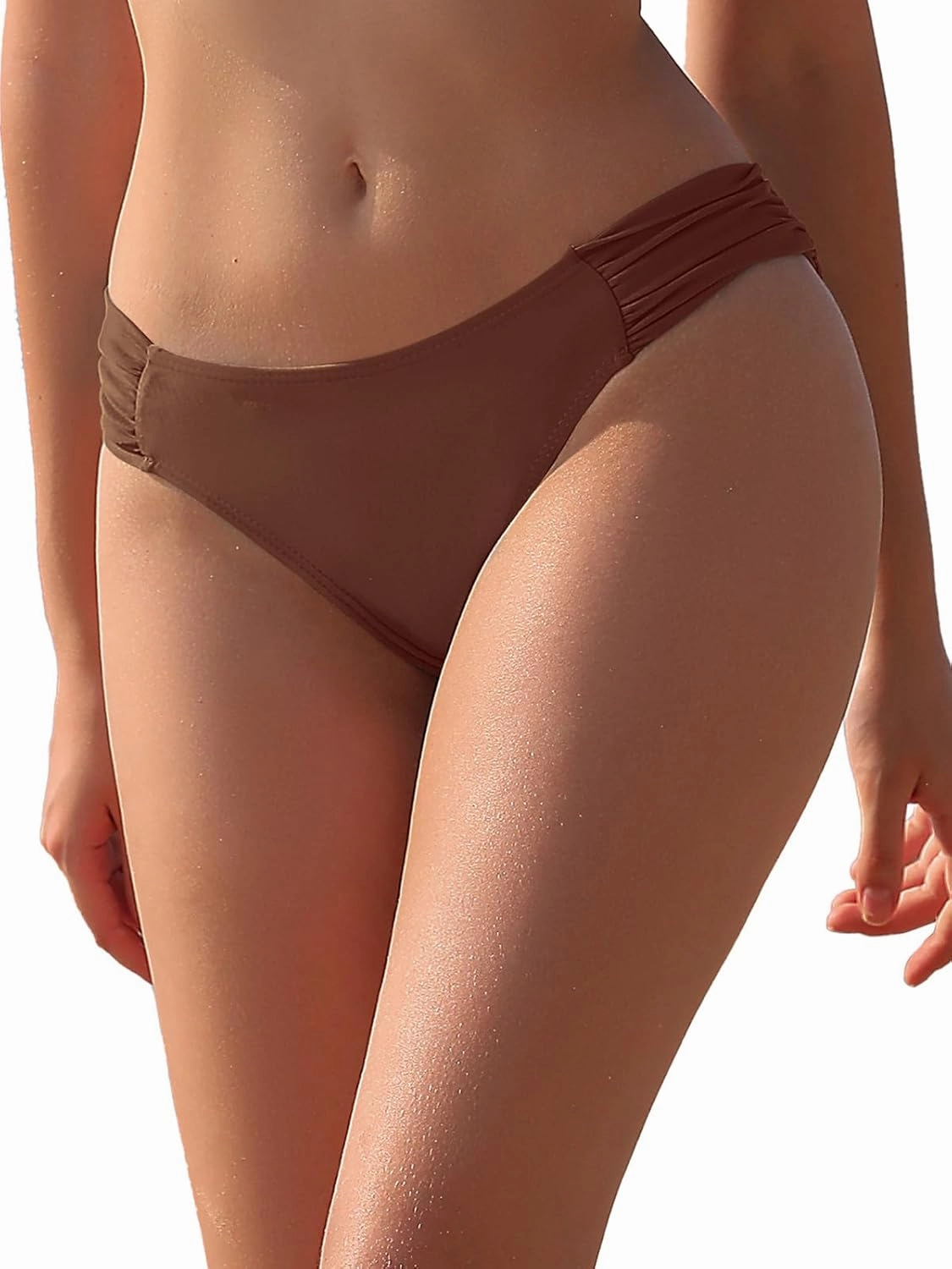 SHEKINI Women's Bikini Bottom Low Waisted Sexy Swimsuit Ruched Sides Hipster Swim Bottom