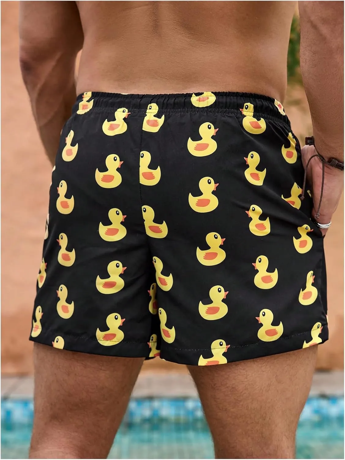 SHENHE Men's Swimming Trunks with Compression Lined Quick Dry Funny Swim Trunks Beach Shorts