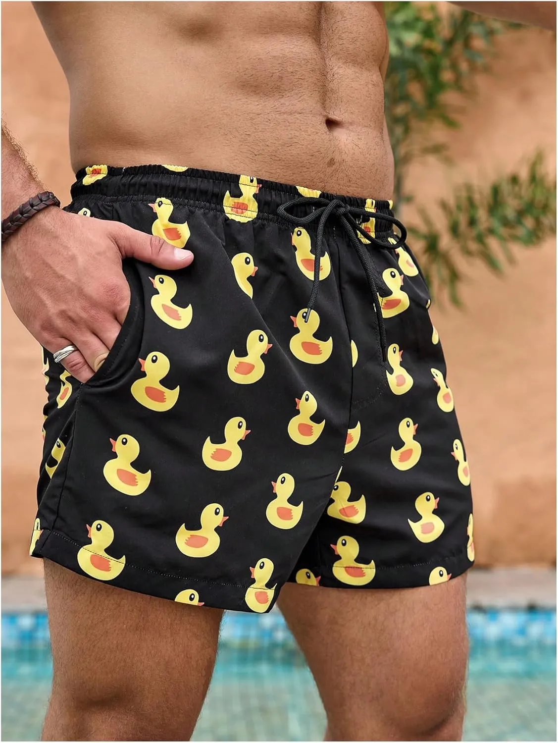 SHENHE Men's Swimming Trunks with Compression Lined Quick Dry Funny Swim Trunks Beach Shorts
