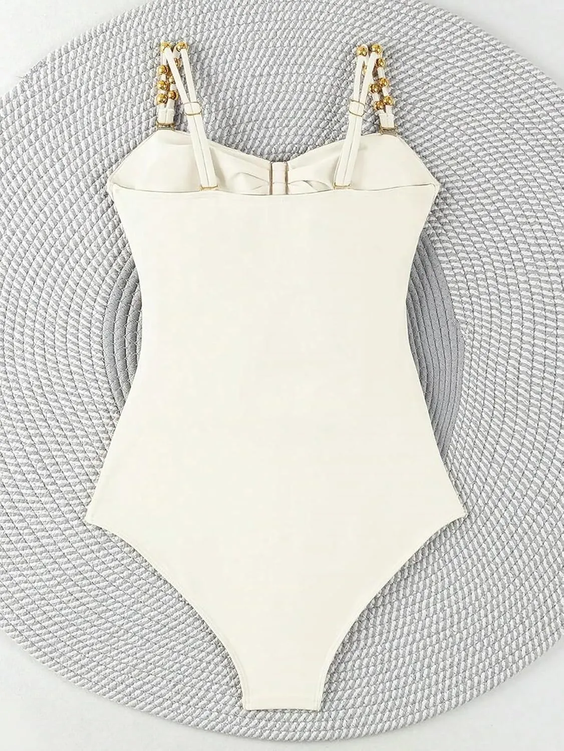 SherryDC Women's Cutout One Piece Swimsuit Bandeau Ruched Color Block High Waisted Bathing Suit with Removable Straps