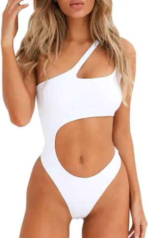 SherryDC Women's Sexy Cutout One Shoulder High Cut Cheeky One Piece Swimsuit Bathing Suit