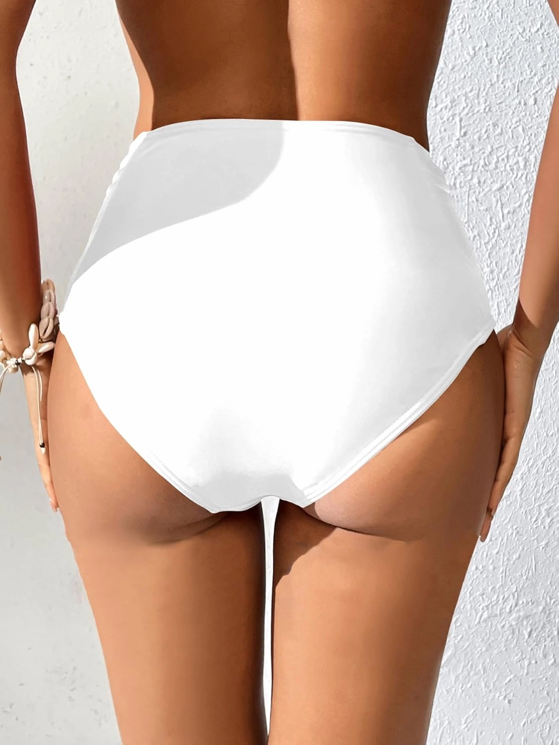 SherryDC Women's High Waisted Swimsuit Bottom Ruched Tummy Control Bikini Swim Bottom Tankini Briefs with Two Pockets