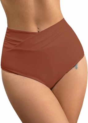 SherryDC Women's High Waisted V Cut Bikini Bottoms Twist Bathing Suit Swimsuit Bottoms