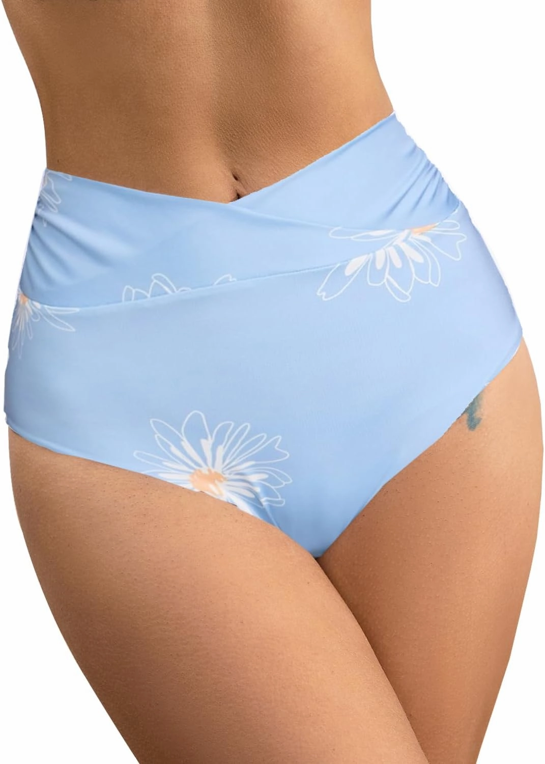 SherryDC Women's High Waisted V Cut Bikini Bottoms Twist Bathing Suit Swimsuit Bottoms