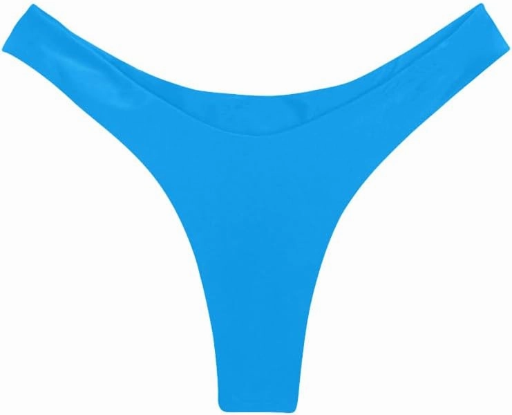 SherryDC Women's Sexy Cheeky Thong Brazilian Cut Low Rise High Leg Bikini Bottom